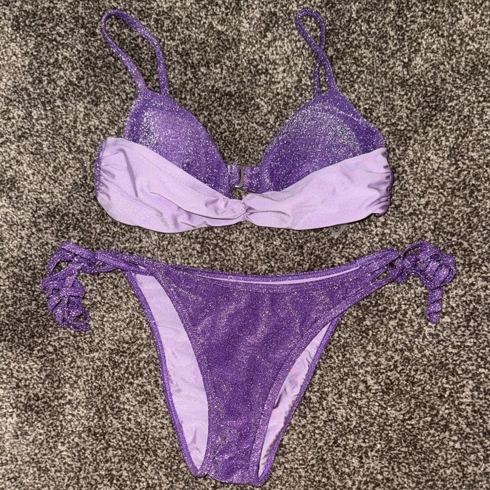 Berlook Purple Glitter Bikini Set